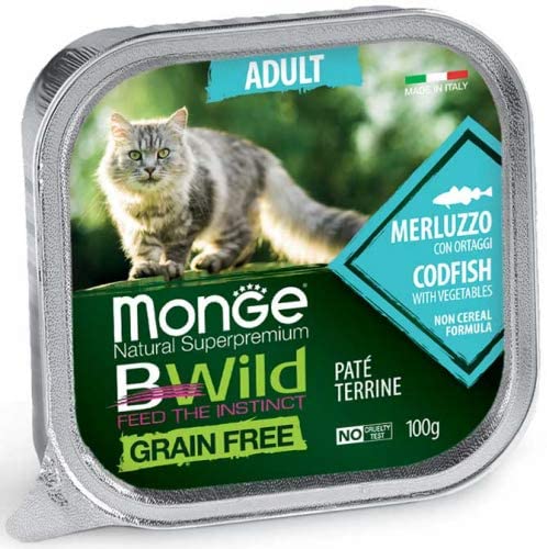 Monge Bwild Grain Free Merluzzo con Ortaggi 100gr Alimento umido per Gatti Monge Bwild Grain Free Merluzzo con Ortaggi 100gr Alimento umido per Gatti